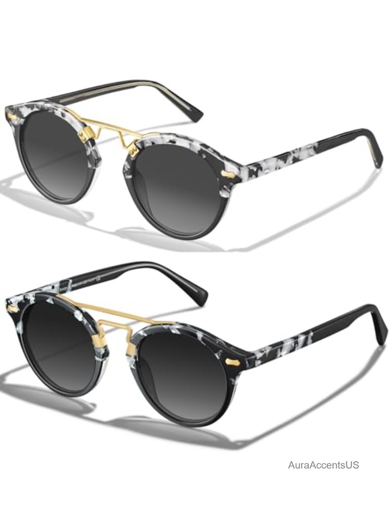 Small Face Acetate Double Bridge Sunglasses Uv Protection & Polarized